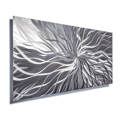 Silver Metal Wall Art – Handmade Modern Abstract Sculpture in Alloy - Modern Elements Metal Art - MY83JJSP