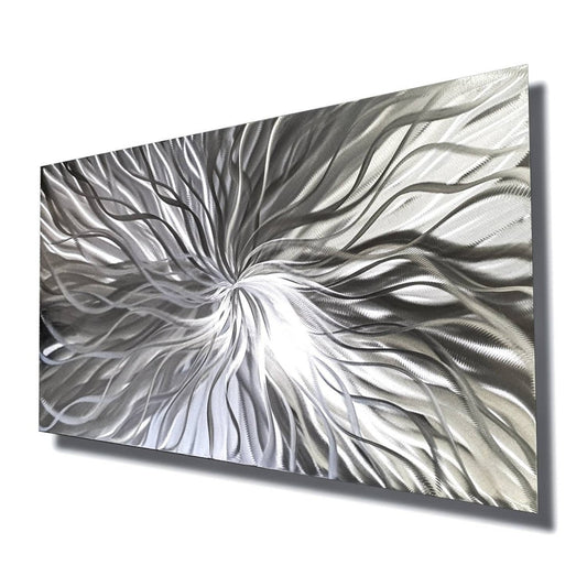 Silver Metal Wall Art – Handmade Modern Abstract Sculpture in Alloy - Modern Elements Metal Art - MY83JJSP