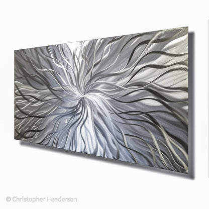 Silver Metal Wall Art – Handmade Modern Abstract Sculpture in Alloy - Modern Elements Metal Art - MY83JJSP