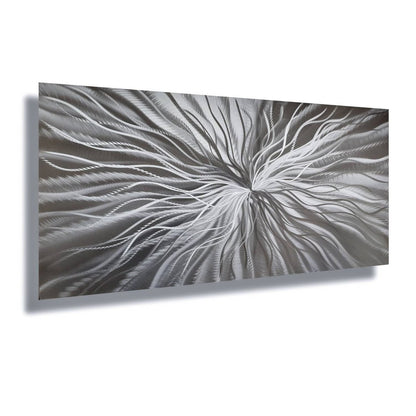 Silver Metal Wall Art – Modern 3D Abstract Sculpture Decor & Wall Hanging - Modern Elements Metal Art - MD686373