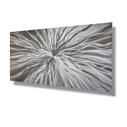 Silver Metal Wall Art – Modern 3D Abstract Sculpture Decor & Wall Hanging - Modern Elements Metal Art - MD686373
