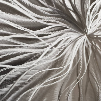 Silver Metal Wall Art – Modern 3D Abstract Sculpture Decor & Wall Hanging - Modern Elements Metal Art - MD686373