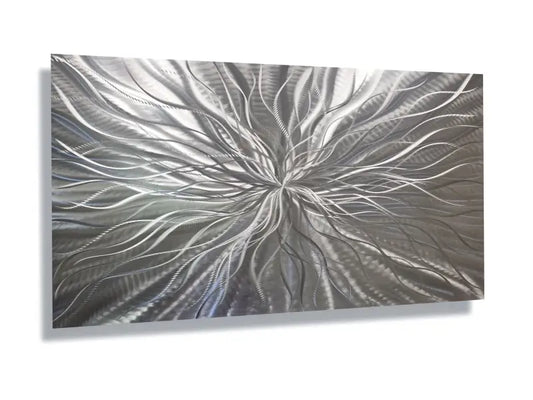 Silver Metal Wall Art Modern Sculpture Elements