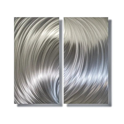 Silver Metal Wall Art Titled "Forces" - Modern Elements Metal Art - ME80663M - 4