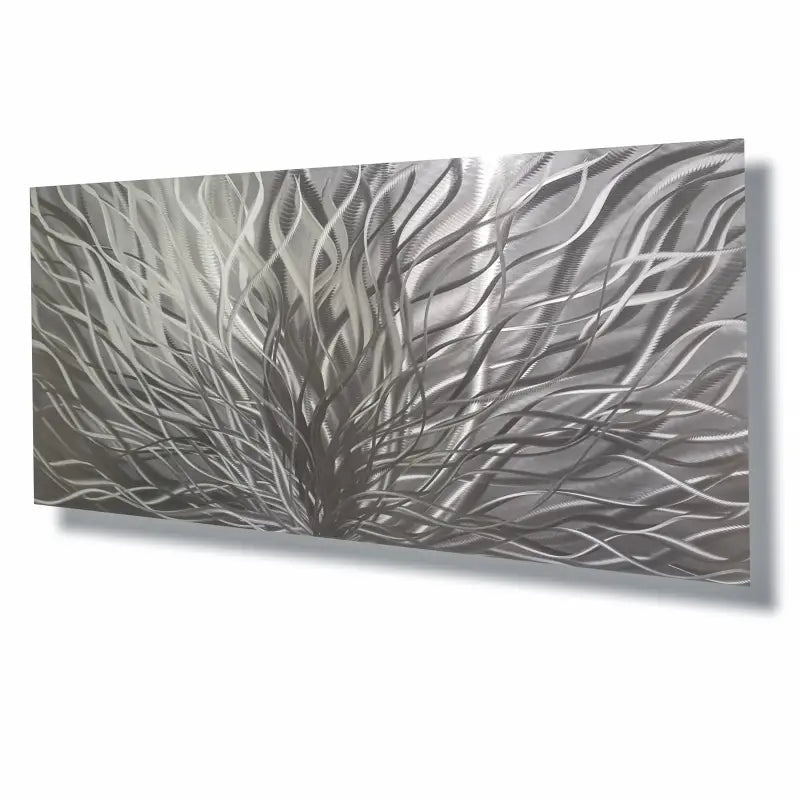 Silver Metal Wall Art Titled "Inbloom" (Silver Edition) - Modern Elements Metal Art