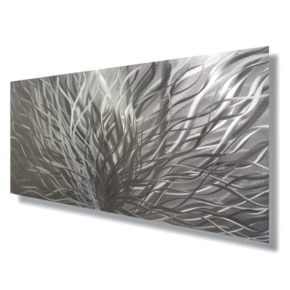 Silver Metal Wall Art Titled "Inbloom" (Silver Edition) - Modern Elements Metal Art