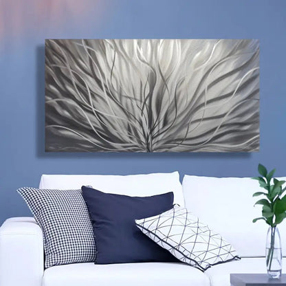 Silver Metal Wall Art Titled "Inbloom" (Silver Edition) - Modern Elements Metal Art - ME4655SX