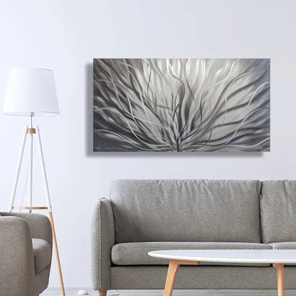 Silver Metal Wall Art Titled "Inbloom" (Silver Edition) - Modern Elements Metal Art - ME4655SX