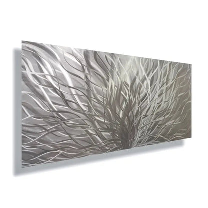 Silver Metal Wall Art Titled "Inbloom" (Silver Edition) - Modern Elements Metal Art - ME4655SX