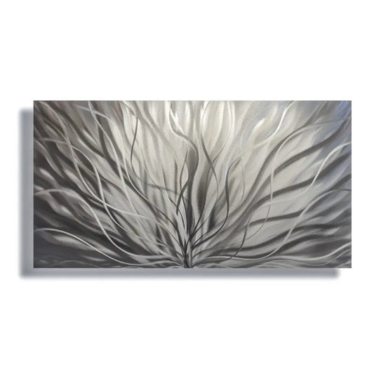 Silver Metal Wall Art Titled "Inbloom" (Silver Edition) - Modern Elements Metal Art - ME4655SX