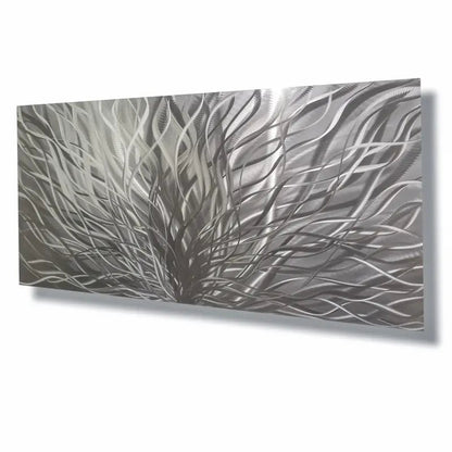 Silver Metal Wall Art Titled "Inbloom" (Silver Edition) - Modern Elements Metal Art - ME4655SX