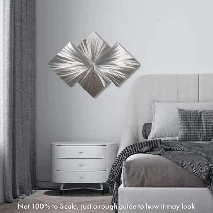 Silver Metal Wall Art Titled "Xplode" - Modern Elements Metal Art - M7829K1