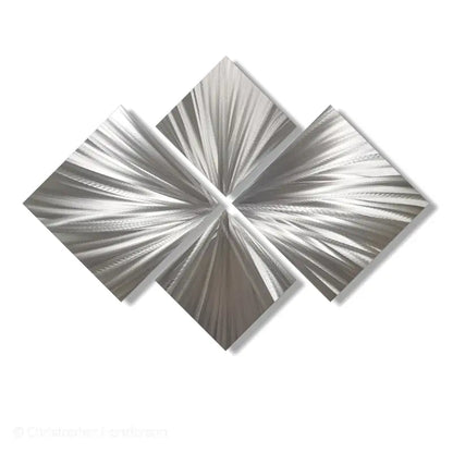 Silver Metal Wall Art Titled "Xplode" - Modern Elements Metal Art - M7829K1