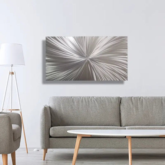Silver Metal Wall Art Titled "Xplosion" - Modern Elements Metal Art - ME63799PX