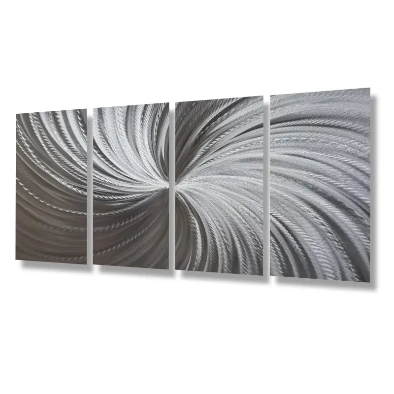 Metallic Wall Art Titled "Silver Spiral" - Modern Elements Metal Art