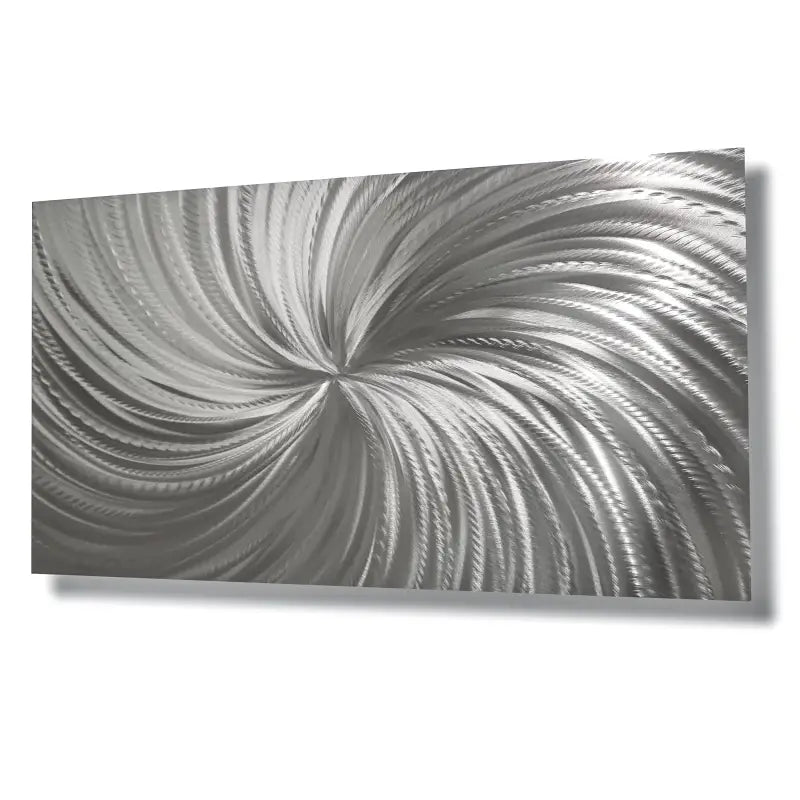 Metallic Wall Art Titled "Silver Spiral" - Modern Elements Metal Art