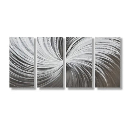 Silver Metal Wall Decor Titled "Silver Spiral" - Modern Elements Metal Art - MYKG930L