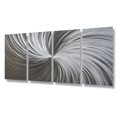 Silver Metal Wall Decor Titled "Silver Spiral" - Modern Elements Metal Art - MYKG930L
