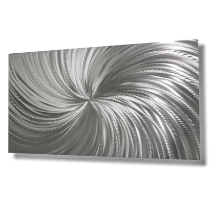 Silver Metal Wall Decor Titled "Silver Spiral" - Modern Elements Metal Art - MYKG930L - 1