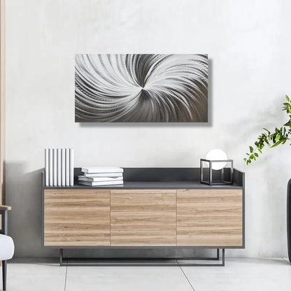 Silver Metal Wall Decor Titled "Silver Spiral" - Modern Elements Metal Art - MYKG930L - 1