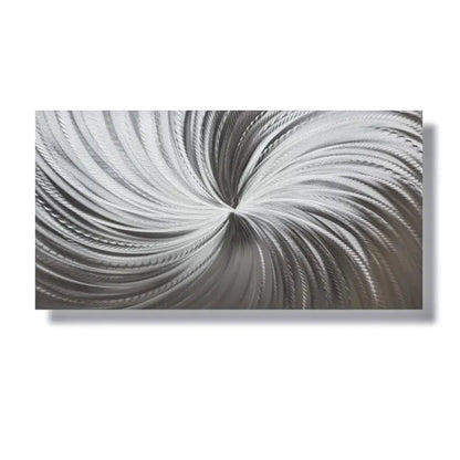 Silver Metal Wall Decor Titled "Silver Spiral" - Modern Elements Metal Art - MYKG930L