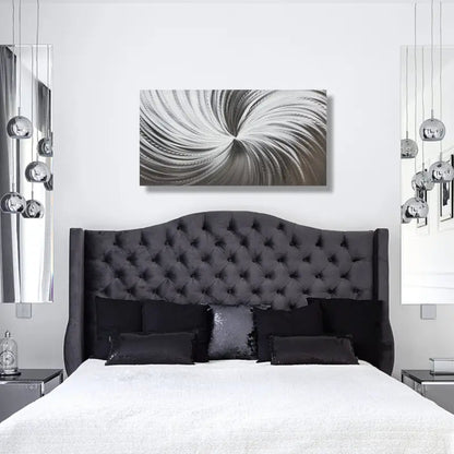 Silver Metal Wall Decor Titled "Silver Spiral" - Modern Elements Metal Art - MYKG930L