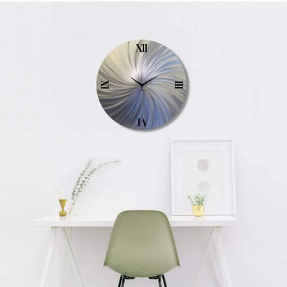 Silver Modern Wall Clock - Contemporary Metal Art Round Christopher Henderson