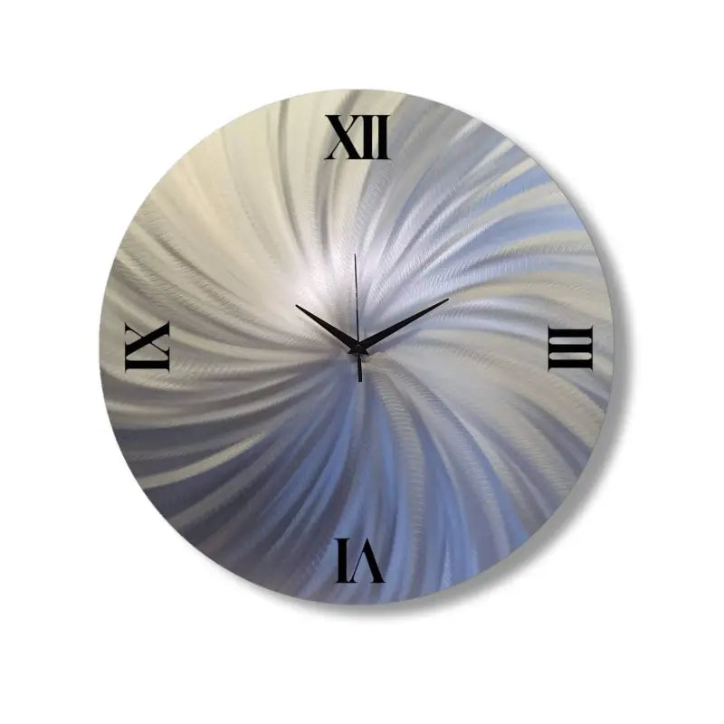 Silver Modern Wall Clock - Contemporary Metal Art Round Christopher Henderson