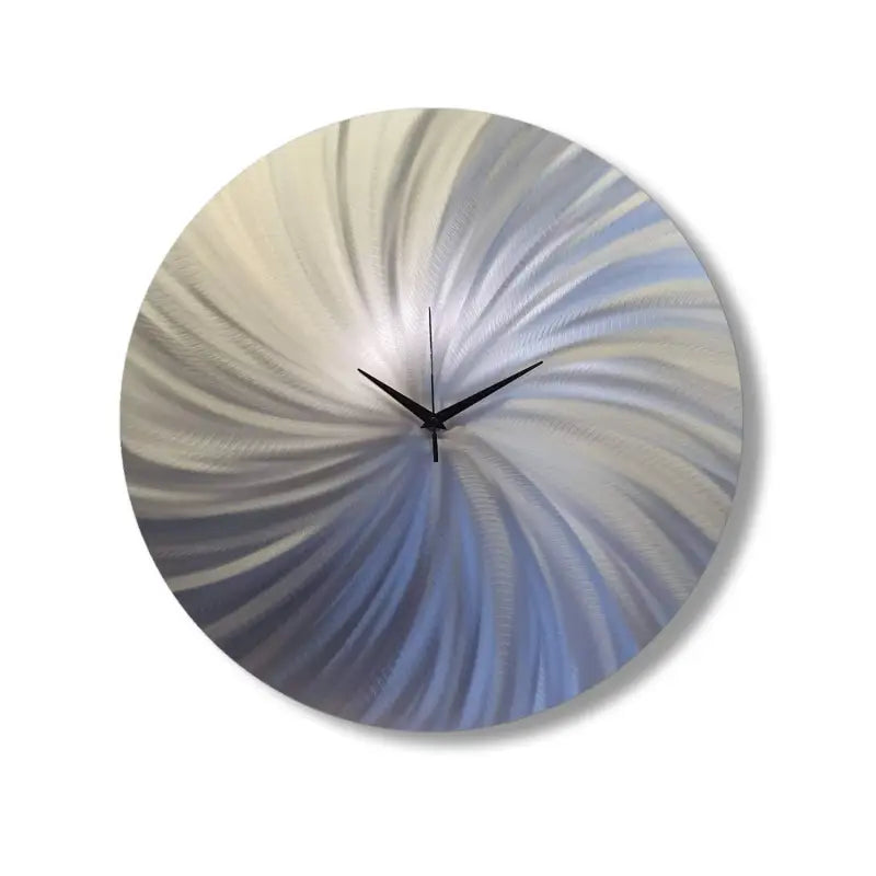 Silver Modern Wall Clock - Contemporary Metal Art Round Christopher Henderson