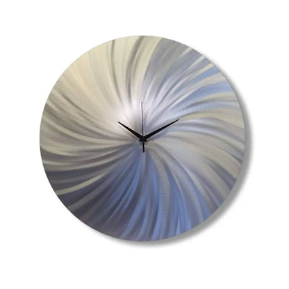 Silver Modern Wall Clock - Contemporary Metal Art Round Christopher Henderson