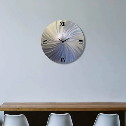 Silver Modern Wall Clock - Contemporary Metal Art Round Christopher Henderson