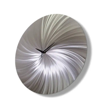 Silver Modern Wall Clock - Contemporary Metal Art Round Christopher Henderson