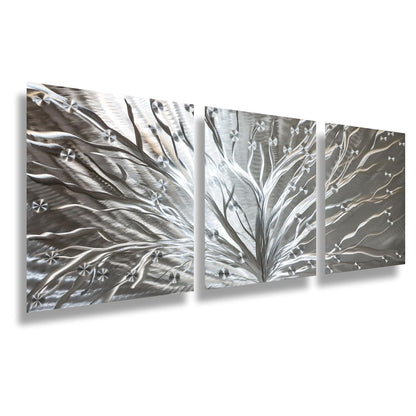 Silver Tree Metal Wall Art Titled Tree of Light - Modern Elements Metal Art - ME96782SX