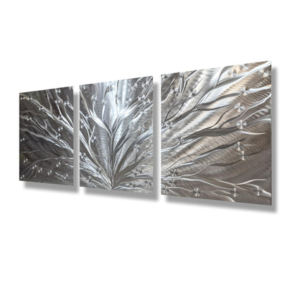 Silver Tree Metal Wall Art Titled Tree of Light - Modern Elements Metal Art - ME96782SX