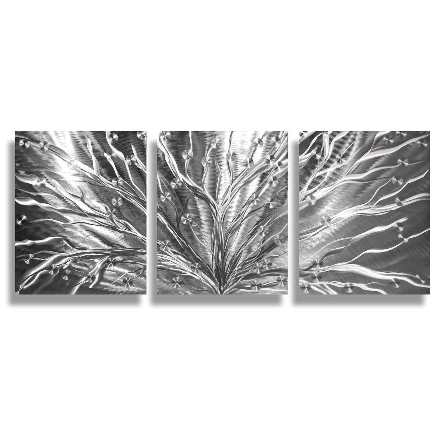 Silver Tree Metal Wall Art Titled Tree of Light - Modern Elements Metal Art - ME96782SX