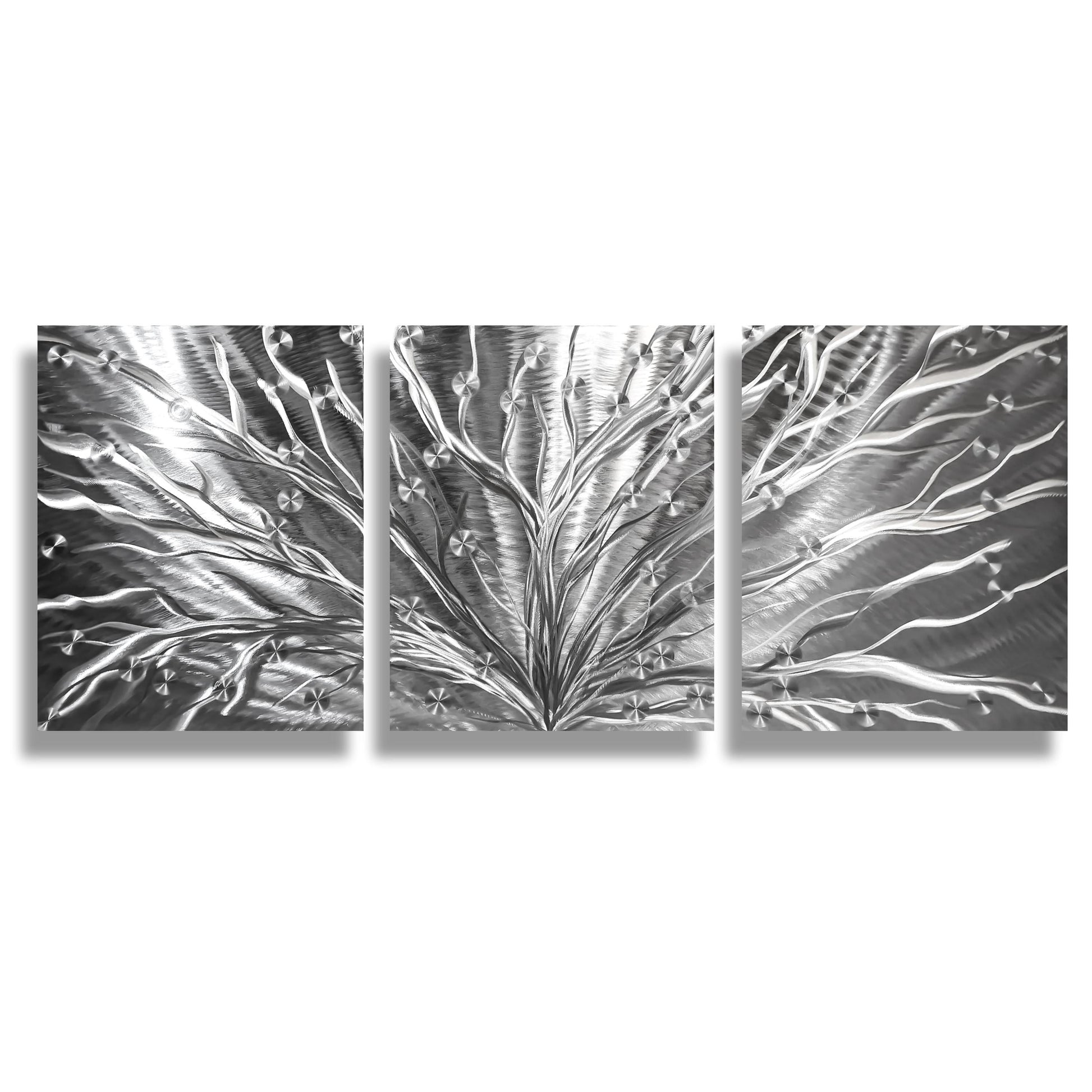 Silver Tree Metal Wall Art Titled Tree of Light - Modern Elements Metal Art - ME96782SX