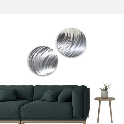 Silver Wall Art Set Titled Dyad - Modern Elements Metal Art - MJ862672