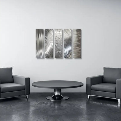 Silver Wall Art Titled "Formation" (Set of 5) - Modern Elements Metal Art - INV63729