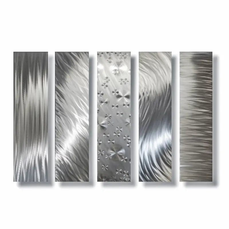 Silver Wall Art Titled "Formation" (Set of 5) - Modern Elements Metal Art - INV63729