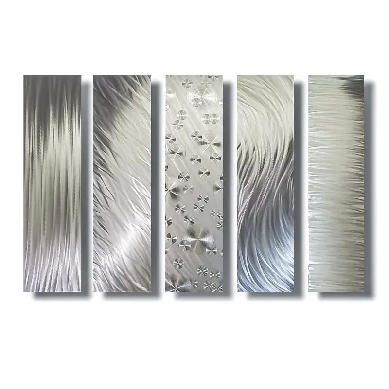 Silver Wall Art Titled "Formation" (Set of 5) - Modern Elements Metal Art - INV63729