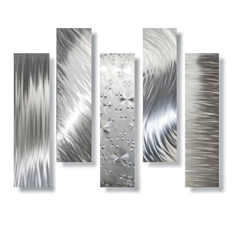 Silver Wall Art Titled "Formation" (Set of 5) - Modern Elements Metal Art - INV63729