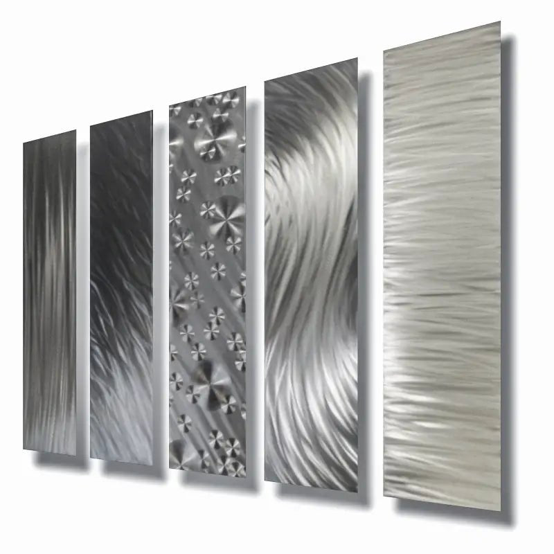 Silver Wall Art Titled "Formation" (Set of 5) - Modern Elements Metal Art - INV63729