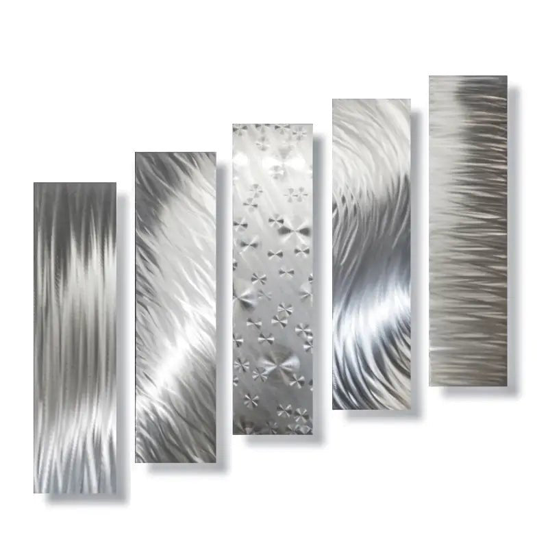 Silver Wall Art Titled "Formation" (Set of 5) - Modern Elements Metal Art - INV63729