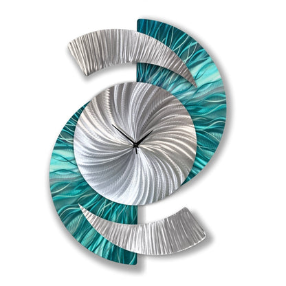 Teal Clock Titled Elliptical - Modern Elements Metal Art - INV363782SX