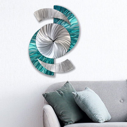 Teal Clock Titled Elliptical - Modern Elements Metal Art - INV363782SX