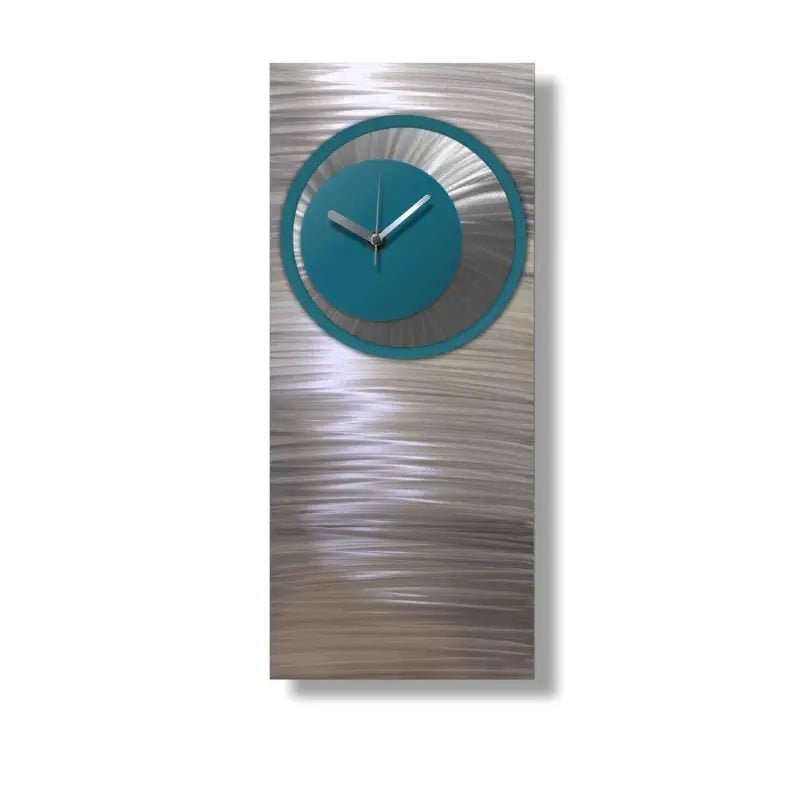 Teal Large Wall Clock Titled Synergy - Modern Elements Metal Art