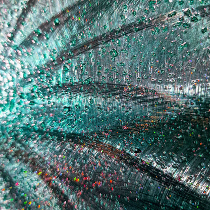 Teal Metal Wall Art Infused Cushed Glass - Titled "Atomique" Limited Edition - Modern Elements Metal Art - ME965HK