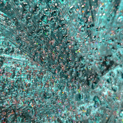 Teal Metal Wall Art Infused Cushed Glass - Titled "Atomique" Limited Edition - Modern Elements Metal Art - ME965HK