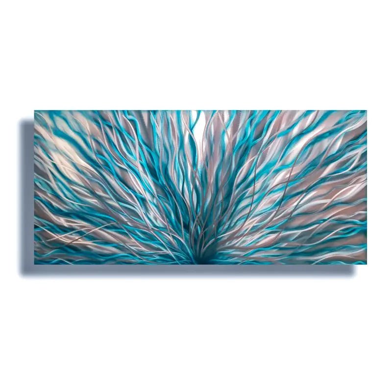 Teal Metal Wall Art Titled "InBloom" - Modern Elements Metal Art - ME4738X