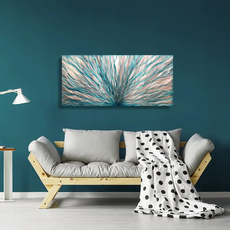 Teal Metal Wall Art Titled "InBloom" - Modern Elements Metal Art - ME4738X